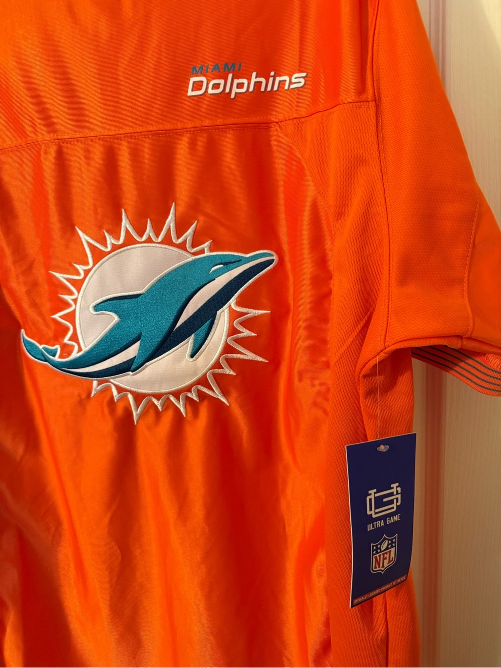 NFL Miami Dolphins Bright Orange Short-Sleeve Jersey Tee - Picture 4 of 4